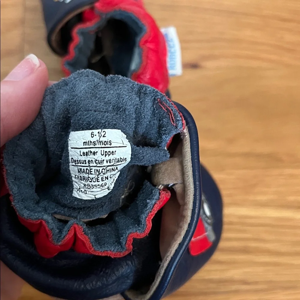 Robeez Navy Baby Shoes with Fire Truck Design